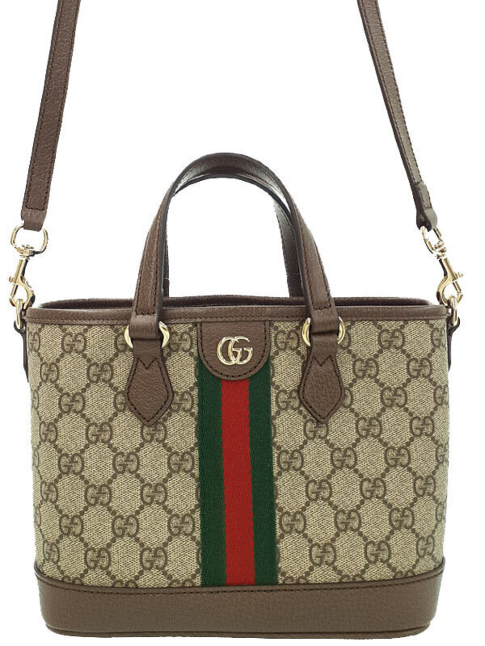 Gucci Ophidia Tote Bag signature Web stripe Double G Brown